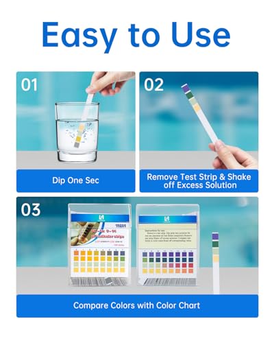 LOHAND pH Test Strips, 100 Strips, 0-14 Range Universal pH Paper | Fast & Convenient, Rapid Test for Drinking Water, Food Liquid, Pool, Soil Liquid, Brewing, Urine, Saliva, Home Usage Water