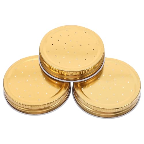 INOOMP 3pcs Metal Hive Entrance Feeder Lids for Beehive with Dual Functionality and Steady Water Supply, Yellow Bee Water Dispenser Caps for Beekeeping Feeding Enhancer
