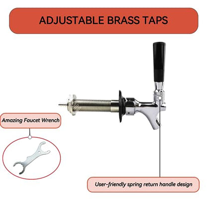 BACOENG 1-Tap Kegerator Kit, Complete Beer Tap Kit for Refrigerator with Stainless Steel Tap Probe and Hose & Parts, Keg Tap Kit for Home Bars, Parties, Commercial Use - size: Single
