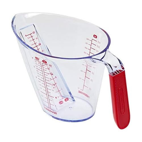 Farberware Pro Angled Measuring Cup, 4 Cup Capacity - Easy Read Measurement Markings, Dishwasher Safe Measuring Cup for Baking and Cooking - color: Red, size: 4-cup
