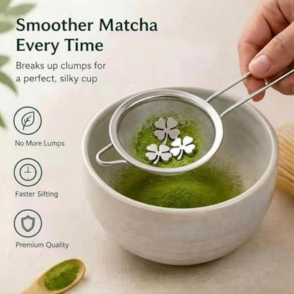 Matcha Sifting Beads 316L Stainless Steel Mini Sifter Balls for Matcha Powder, Four Leaf Clover Tea Strainer Beads for Clump Free Mixing, Matcha Accessories for Tea Set, Fine Mesh Sieve Tool Gift