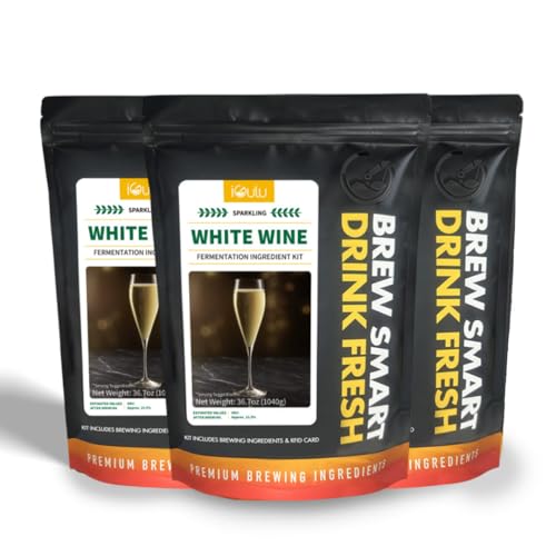 iGulu Sparkling White Wine Brewing Ingredient Kit - 3-Pack | 10.5% ABV | Brew 3 Gallons | Includes Juice Concentrate, Yeast, Fining Agent & RFID Cards | Compatible with iGulu Smart Brewer