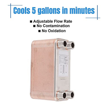 Stainless Steel Plate Heat Exchanger, Compact Heavy Duty Plate Chiller, Copper Brazed Plate Heat Exchanger, Metal Water to Water Heat Exchanger for Wort, Beer, Water