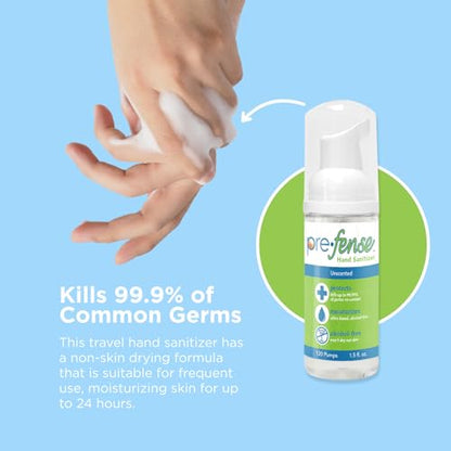 Travel Foam Hand Sanitizer - Kills 99.9% of Common Germs - Alcohol-Free - Moisturizing, Non-Skin Drying, Water-Based Formula - Made in USA - Unscented - Travel Size - 1.5 oz - 6 Pack - size: 1.5 Fl Oz (Pack of 6)
