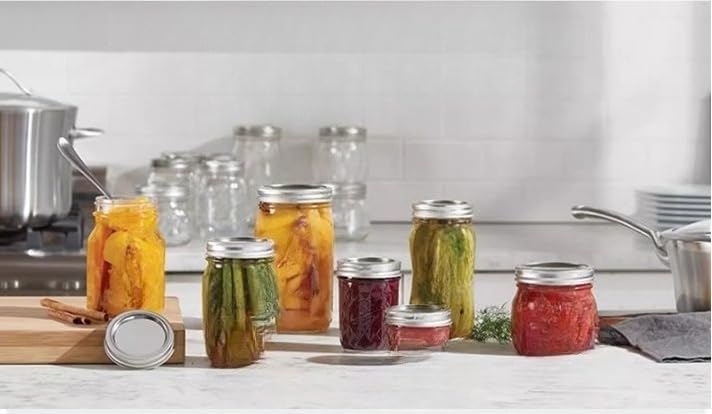 Wide Mouth Canning Lids and Rings Set of 12, Reusable Stainless Steel Mason Jar Lids with Bands for Food Storage, Preserving, Pickling and Fermentation(7cm,Silver) - size: 7cm
