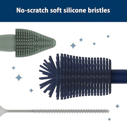 Dr. Brown's Silicone Cleaning Brush Set with Bottle, Spout, and Straw Brush, 3 Brushes to Clean Baby Bottles, Spouts, Nipples, and Straws, BPA Free – 36-Pack - color: Silicone Cleaning Brush Set, size: Compact (Pack of 12)