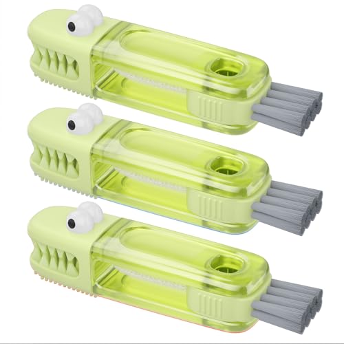 3 in 1 Cup Lid Gap Cleaning Brush Set, Multifunctional Bottle Cleaning Brush, Silicone Cup Lid Gap Cleaner, Home Kitchen Crevice Cleaning Tools (Green) - color: Green