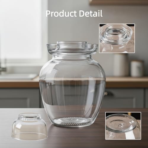 Fermentation Jar, 2.5 Liter Pickle Kimchi Jar with Water Seal Lid | Food Grade, Clear Glass, Wide Mouth, for Making Pickles Kimchi Sauerkraut and Fermenting Vegetables Fruits, Wine Brewing - size: 0.66 Gallon