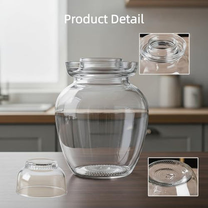 Fermentation Jar, 2.5 Liter Pickle Kimchi Jar with Water Seal Lid | Food Grade, Clear Glass, Wide Mouth, for Making Pickles Kimchi Sauerkraut and Fermenting Vegetables Fruits, Wine Brewing - size: 0.66 Gallon