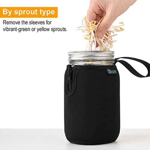 Beautyflier Mason Jars 32oz Wide Mouth Sleeve Regular Mouth Mason Jars Insulators Drinking Glass Coolers Sprouting Jars Blackout Sleeve (Black) - color: Black