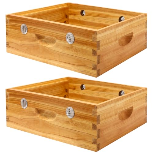 2Pcs Bee Hive Winter Quilt Box 8 Frame Dipped in Beeswax Langstroth Overwintering Beehive Quilt Box for Bees Winter - size: 2 Pcs 8 Frame
