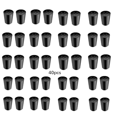 Laboratory Grade Rubber Stoppers, 40 Pieces Assorted Tapered Bungs Set, 00# Solid Black Round Rubbers Hole Plugs - size: 40pcs 00#
