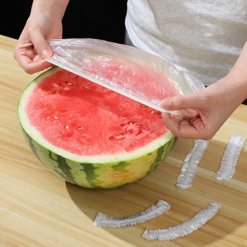 50PCS Reusable Elastic Food Storage Covers, BPA-Free, Airtight Seal for Bowls, Plates, Fruits, Sourdough Baking, Kitchen Use, Plastic Wrap, Easy to Clean, Fresh-Keeping (transparent white)