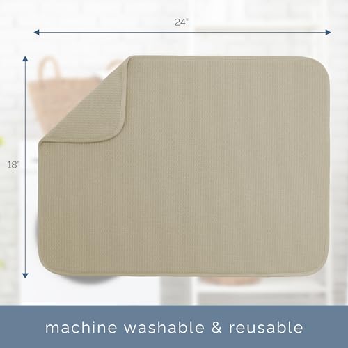 S&T INC. Dish Drying Mat XL, 18” x 24”, Absorbent Microfiber Kitchen Counter Mat, Dish Drying Pad for Dishes, Utensils, Pots and Pans, Extra Large, Pure Cashmere - size: 18" x 24"