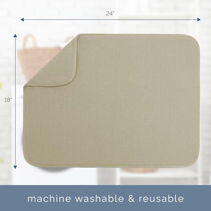 S&T INC. Dish Drying Mat XL, 18” x 24”, Absorbent Microfiber Kitchen Counter Mat, Dish Drying Pad for Dishes, Utensils, Pots and Pans, Extra Large, Pure Cashmere - size: 18" x 24"
