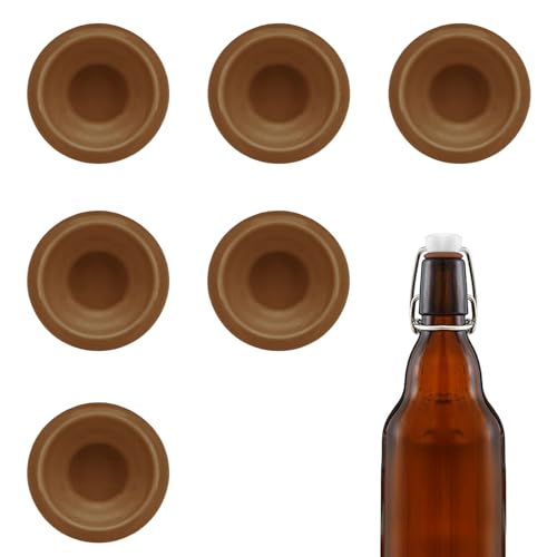 6PCs Dopamine color Silicone Gaskets Washers Seals for Cap Swing Flip Top for Home Brew Beer Soda Bottle Sealing (Walnut Brown) - color: Walnut Brown