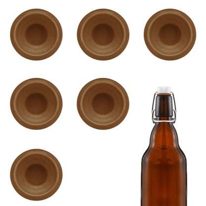 6PCs Dopamine color Silicone Gaskets Washers Seals for Cap Swing Flip Top for Home Brew Beer Soda Bottle Sealing (Walnut Brown) - color: Walnut Brown