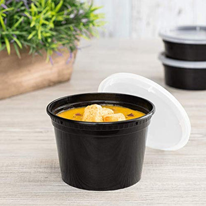 Karat [16oz - 240 ct Black PP Injection Molded Round Deli Containers with Lids (FP-IMDC16-PPB) - color: Black, size: 16oz