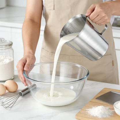 Stainless Steel Measuring Cups 2-Pack, Unbreakable Metal Measuring Cup Set with Easy-Read OZ/ML Marks & Secure Grip Handle, Ideal for Kitchen, Baking, Bar, Party & Pet Food (64 oz+24 oz) - size: 64 oz+24 oz