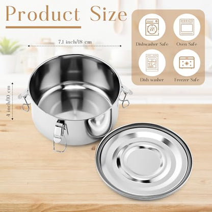 4 Pcs Stainless Steel Bento Box Bulk 74 oz Reusable 304 Stainless Steel Food Storage Containers with Lockable Clips to Leak Proof, Dishwasher Safe - size: 74 oz