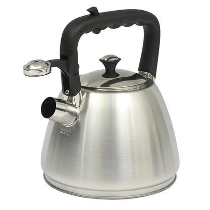 Mr. Coffee Armidale 2.5QT Whistling Tea Kettle, Large Brushed Stainless Steel Kettle for Stovetop, Durable Fast-Boil Tea Pot - color: Brushed Satin (Armidale), size: 2.6 Quarts