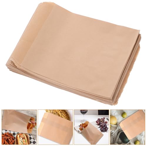 VALICLUD 100pcs Disposable Paper Food Storage Bags Grease Resistant and Suitable for Holding Hot Food, Portable Snack Pouches for Hot Dogs and Cheese Sticks at Snack Bars or Cafés