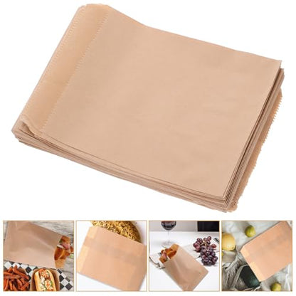 VALICLUD 100pcs Disposable Paper Food Storage Bags Grease Resistant and Suitable for Holding Hot Food, Portable Snack Pouches for Hot Dogs and Cheese Sticks at Snack Bars or Cafés
