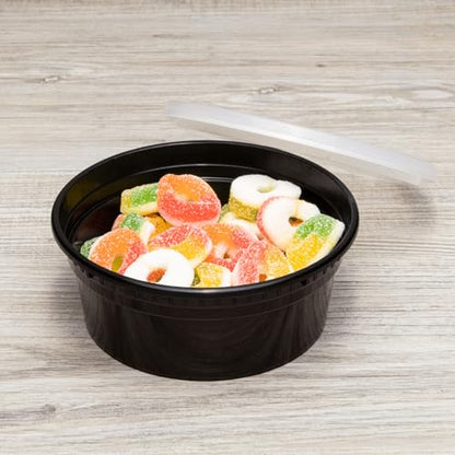 Karat [8oz - 240 ct Black PP Injection Molded Round Deli Containers with Lids (FP-IMDC8-PPB) - color: Black, size: 8oz