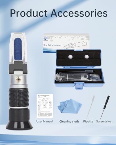 LOHAND Honey Refractometer, 0-90% Brix Refractometer for Honey Moisture | Precision Measuring Sugar Content for Maple Syrup, Wine, Fruit, Jucie, Jam & Sugary Drink, Automatic Temperature Compensation - size: 0-90%Brix