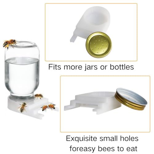 4 Pack White Bee Hive Entrance Feeder with Lid, Outdoor Bee Sugar Syrup Water Feeder, Universal Beekeeping Feeding Tool Compatible with Most Beehives