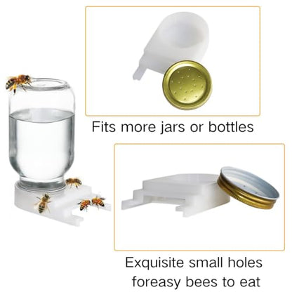 4 Pack White Bee Hive Entrance Feeder with Lid, Outdoor Bee Sugar Syrup Water Feeder, Universal Beekeeping Feeding Tool Compatible with Most Beehives
