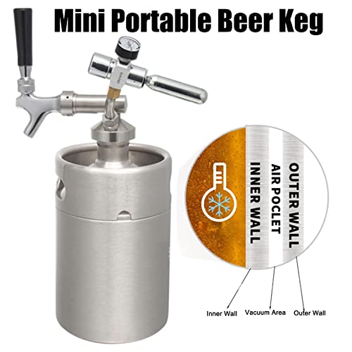 Mini Stainless Steel Beer Keg,Portable Home Dispenser System to Keep Fresh for Home Kitchen Brewing Beer,Keeps Carbonation for Craft Beer Draft and Homebrew,8L - size: 8L