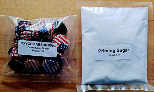 Priming Sugar 5 oz. and 50 American Flag Oxygen Absorbing Bottle Caps