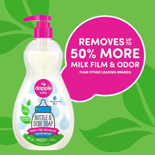 Dapple Baby Fragrance-Free Bottle & Dish Soap Refill Pouch - (2 Pack) 33.8 fl oz - Plant-Powered Cleaner for Baby Bottles, Pump Parts, and Sippy Cups - size: 34 Fl Oz (Pack of 2)