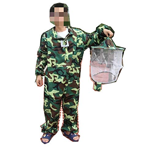 Beekeeping Jumpsuit Suit Beekeeping Protective Equipment Bee Keeping Full Body Cloth with Veil Hood Total Protection for Professional & Beginner Beekeepers - color: Camouflage Green, size: XL