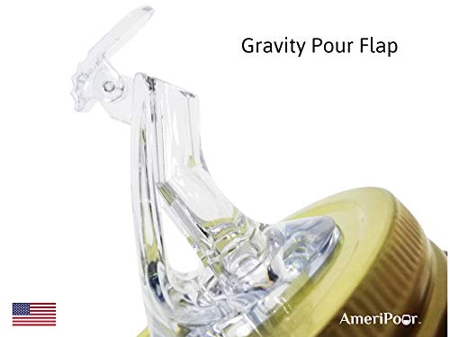 Mason Jar Pour Spouts With Flap - For Moonshine And Whiskey - Made 100% In The USA. Free Flow Mason Jar Spouts That Don't Leak - No Cracks, Just A Perfect Cocktail Pour Everytime. 2 Pack - size: Classic Regular Mouth With Flap