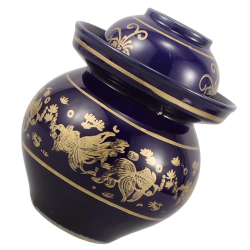 Abaodam Ceramic Pickling Jar with Lid 4lb Thickened Chinese Fermenting Crock Kitchen Vegetable Storage Jar for Kimchi Sauerkraut and Pickles Household Use