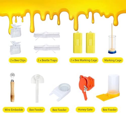 Beekeeping Supplies - 30Pcs Beehive Starter Kit, Bee Keeping Supplies-All Beekeeping Tools and Equipment, Bee Smoker Kit for Beekeeping for Beginners and Professionals (30Pcs Beekeeping Supplies Kit)