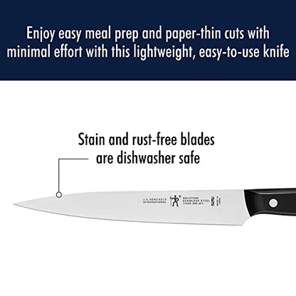 HENCKELS Solution Razor-Sharp 8-inch Carving Knife, German Engineered Informed by 100+ Years of Mastery, Black/Stainless Steel - color: Black/Stainless Steel, style: Solution