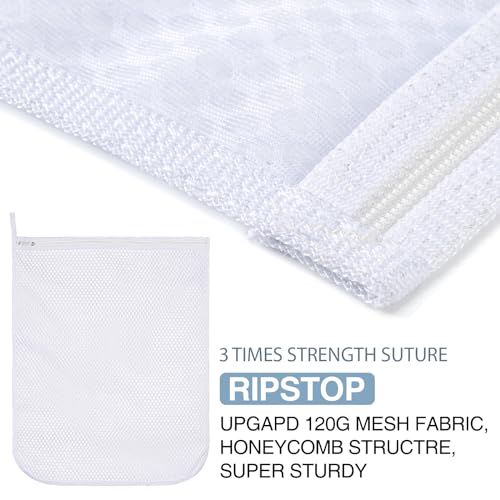 Honeycomb Mesh Laundry Bags 4 Pack (2L+2M), Durable Washing Bags with Auto-Lock Zippers, Heavy Duty Mesh Wash Bags for Delicates, Lingerie, Bra, Sock, Travel Storage Organizer - size: 2 Large X 2 Medium