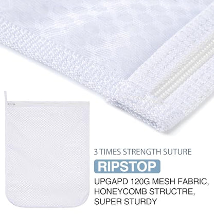 Honeycomb Mesh Laundry Bags 4 Pack (2L+2M), Durable Washing Bags with Auto-Lock Zippers, Heavy Duty Mesh Wash Bags for Delicates, Lingerie, Bra, Sock, Travel Storage Organizer - size: 2 Large X 2 Medium