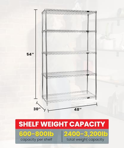 Quantum Storage Systems WR54-3048C Starter Kit Wire Shelves Chrome 4 Shelves 54" H x 48" W x 30" D - size: 54H x 48W x 30D