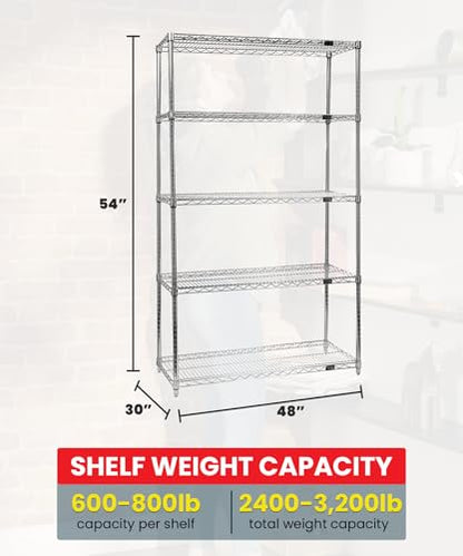 Quantum Storage Systems WR54-3048C Starter Kit Wire Shelves Chrome 4 Shelves 54" H x 48" W x 30" D - size: 54H x 48W x 30D