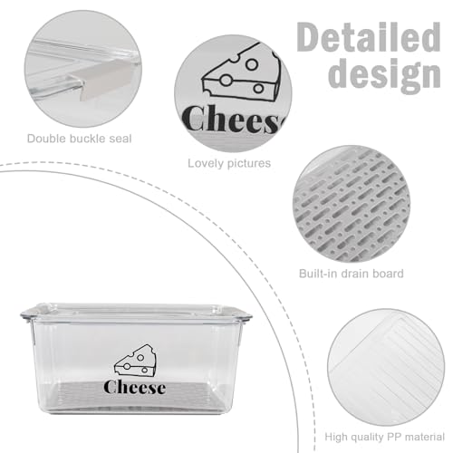 Cheese Holder Food Storage, Airtight Cheese Storage Box with Lid- Non Toxic, Lunch Meat Storage Sandwich Ham Cheeses Salami Sliced Turkey for Refrigerator to Keep Food Fresh,Clear-1Pack