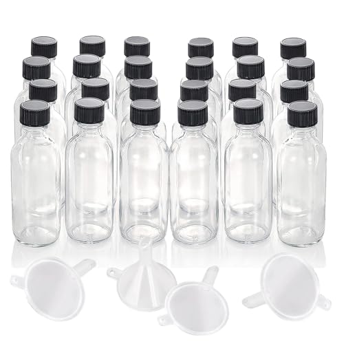 DIDITIME 24 Pack Glass Bottles With Caps, 2 oz Jars With Lids for Ginger Shots, Vanilla Extract, Juice, Oil, Wellness Shot, Hot Sauce - Mini Decorative Bottles - color: clear, size: 24