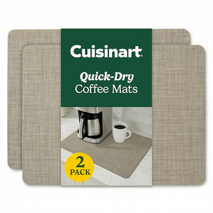 Cuisinart Coffee Mat for Countertop (2 Pack)–Quick-Dry Absorbent Coffee Bar Mat for Espresso Machines & Brew Stations, Also Use as a Dish Drying Mat on Kitchen Counter, Non-Slip, Easy Care, 15” x 20” - color: Taupe