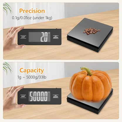 Digital Kitchen Scale with Detachable Display Wireless Food Scale, 11lb/5kg Capacity, 1g Precision, 304 Stainless Steel, Backlit LCD, Tare Function for Baking, Cooking, Meal Prep, Black - color: Matte Black
