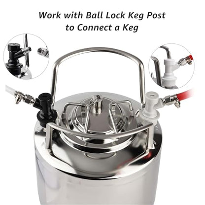 MRbrew 1 Pair Ball Lock Disconnect Set, Home Brew Ball Lock Corny Keg Fittings for Keg Posts Coupler, with Stainless Steel 5/16'' Gas & 1/4'' Liquid Barbs & Extra 2 Hose Clamps & MFL Swivel Nuts - size: 1 pair