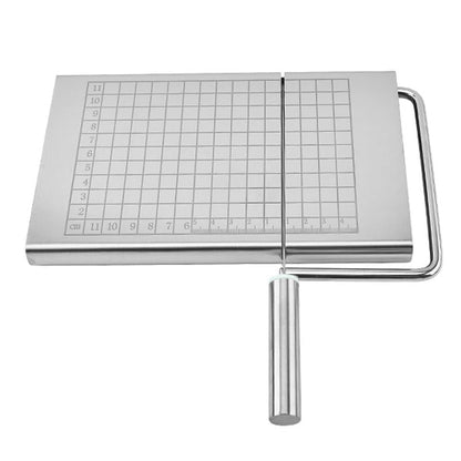 Stainless Steel Cheese Slicer with Measurement Grid Board,metal blade, Professional Cutter for Block Cheese