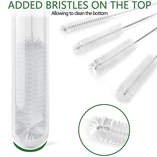 CiaraQ Bottle Cleaning Brushes, 9.8 Inch Nylon Tube Brush Set | White Cleaner for Narrow Neck Bottles Cups with Hook, Set of 10pcs - color: White, size: 9.8 Inch (10pcs)